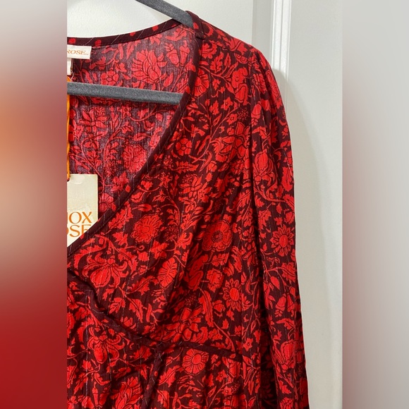 Knox Rose Red Floral Long Sleeve Embroidered Blouse L - Picture 6 of 12